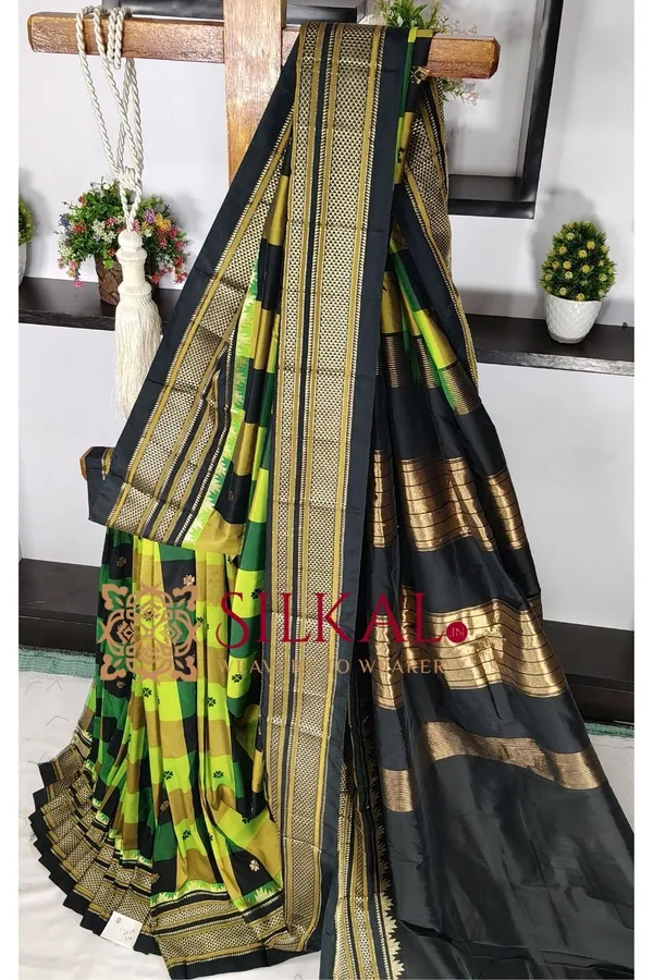 Ilkal_semi_silk_checks_butta_saree_SKL03510