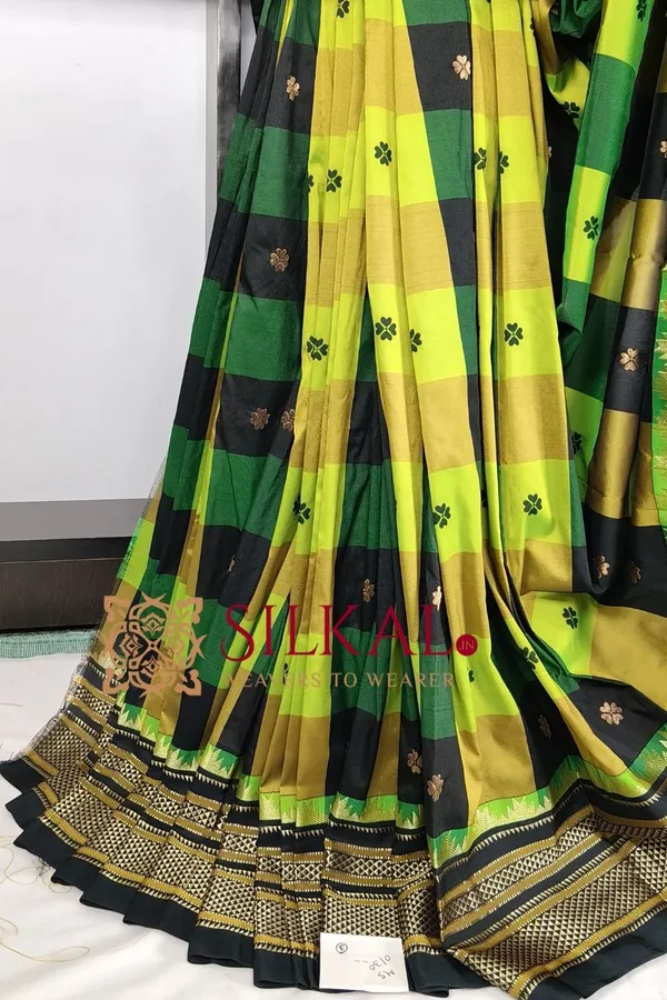 Ilkal_semi_silk_checks_butta_saree_SKL03510