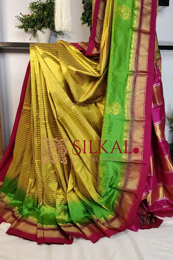 Ilkal_strip__butta_pure_silk_saree_SKL03719