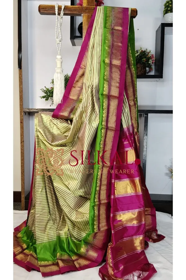 Ilkal_strip__butta_pure_silk_saree_SKL03720