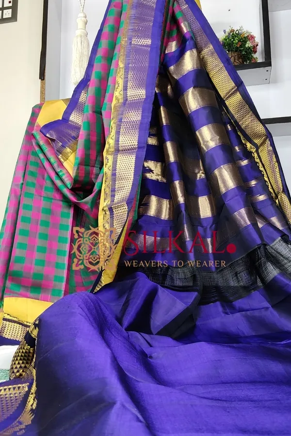 Ilkal_strip_butta_pure_silk_saree_SKL03721