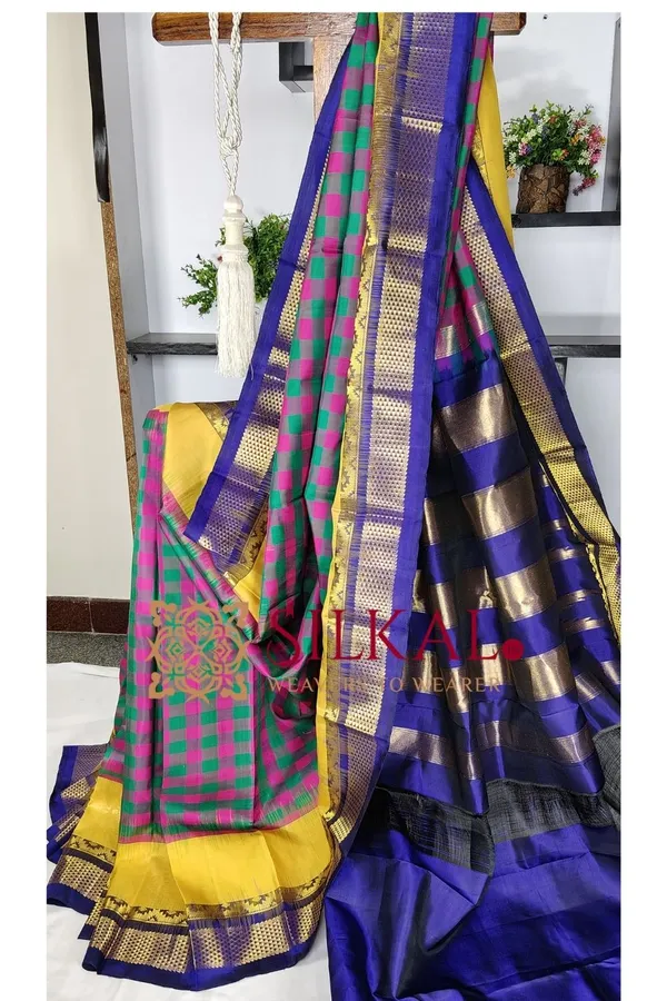 Ilkal_strip_butta_pure_silk_saree_SKL03721