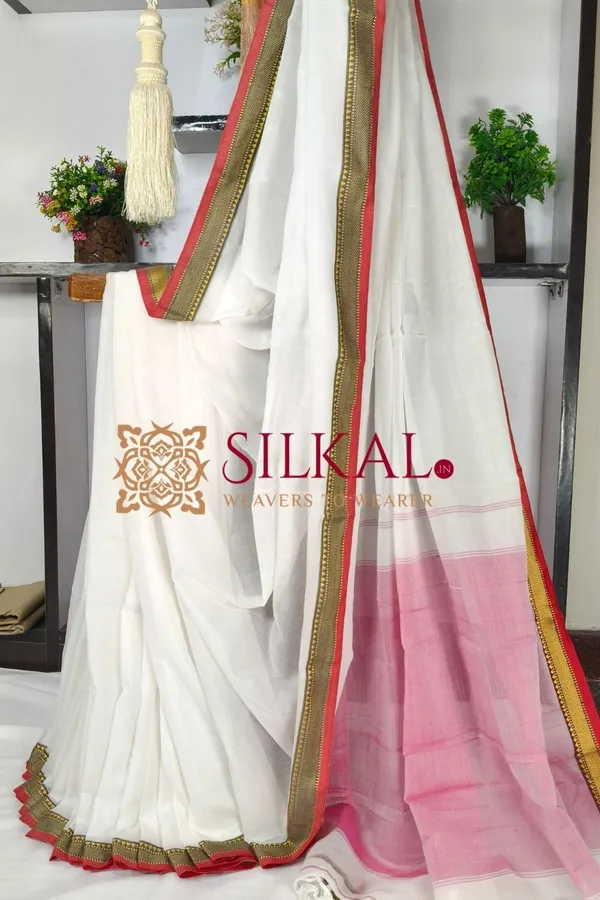 Narayan_Peth_Plain_Cotton_Saree_With_Patti_Pallu_SKL03583