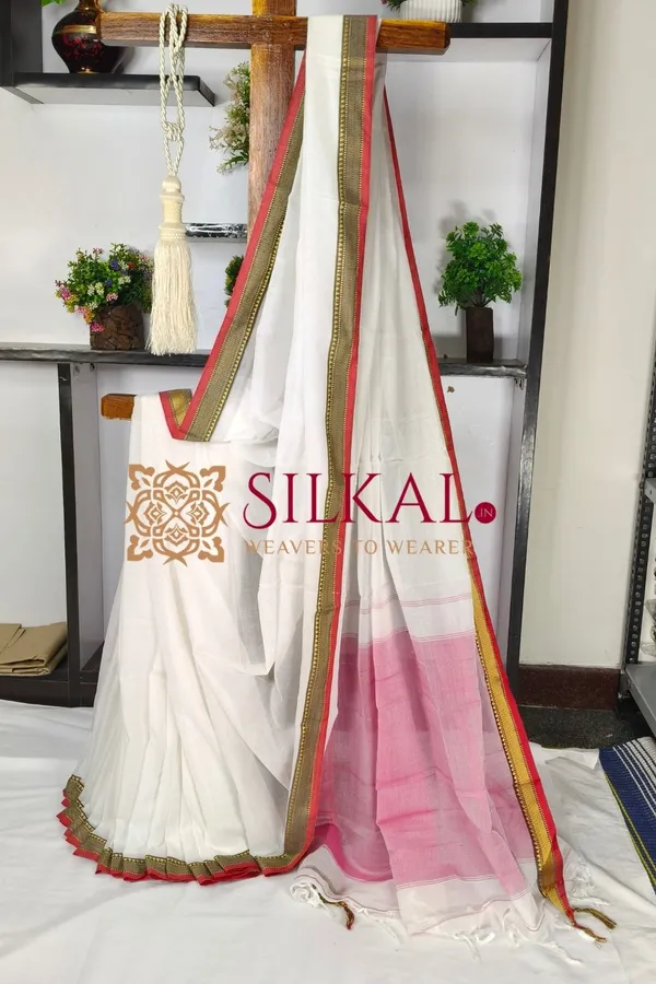 Narayan_Peth_Plain_Cotton_Saree_With_Patti_Pallu_SKL03583