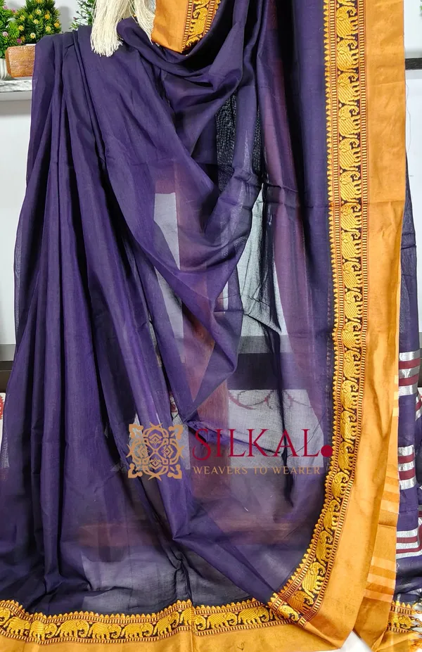 Narayan_Peth_Plain_Cotton_Saree_With_Patti_Pallu_Saree_Code-_SKL3141