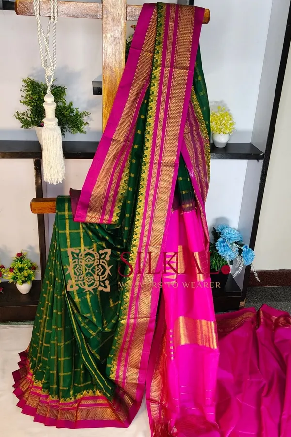 Ilkal_Cotton_Silk_Jarri_Checks_Saree_SKL04147