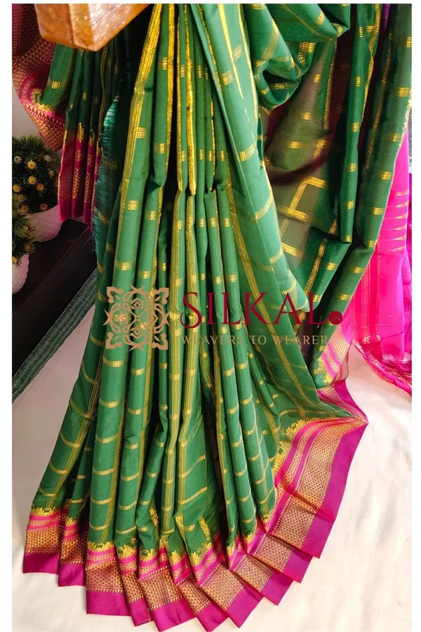 Ilkal_Cotton_Silk_Jarri_Checks_Saree_SKL04147