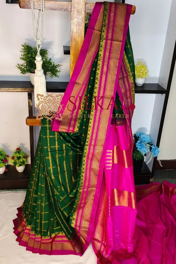 Ilkal_Cotton_Silk_Jarri_Checks_Saree_SKL04147