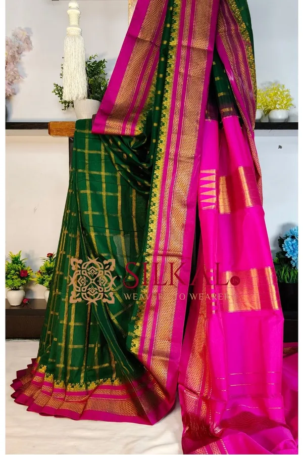 Ilkal_Cotton_Silk_Jarri_Checks_Saree_SKL04147