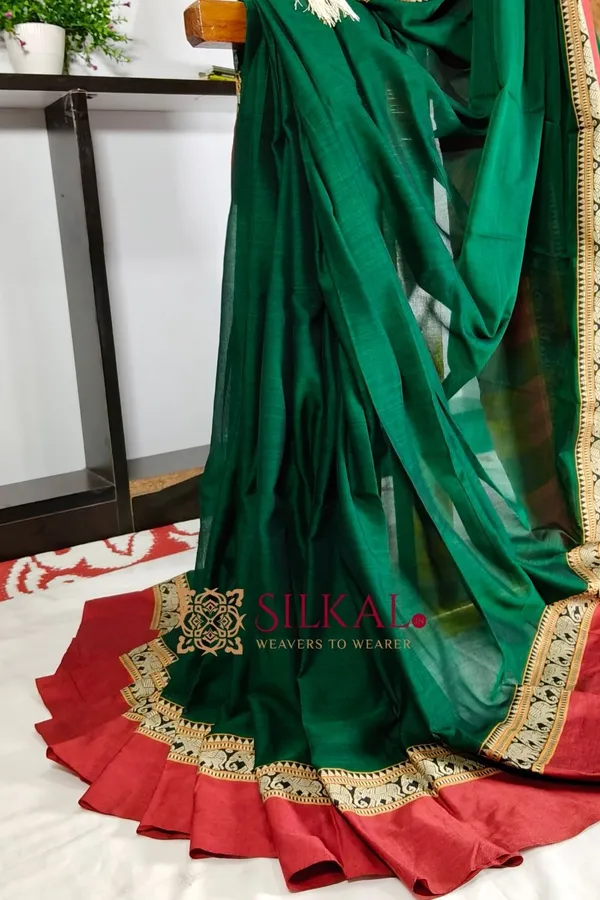 Narayan_Peth_Plain_Cotton_Saree_With_Patti_Pallu_Saree_Code-_SKL3140