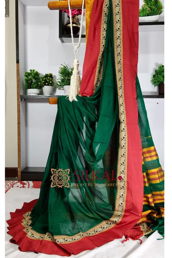 Narayan_Peth_Plain_Cotton_Saree_With_Patti_Pallu_Saree_Code-_SKL3140
