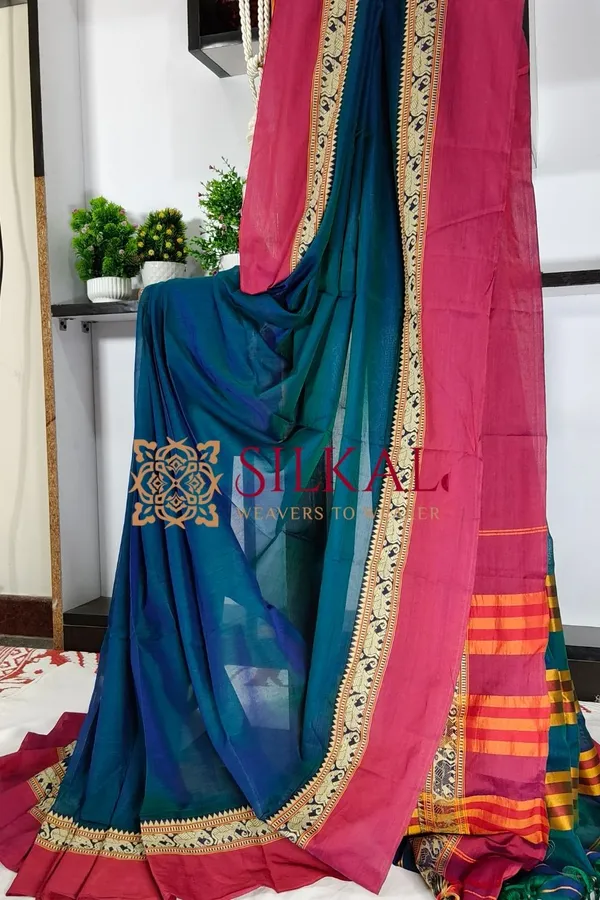 Narayan_Peth_Plain_Cotton_Saree_With_Patti_Pallu_Saree_Code-_SKL3111