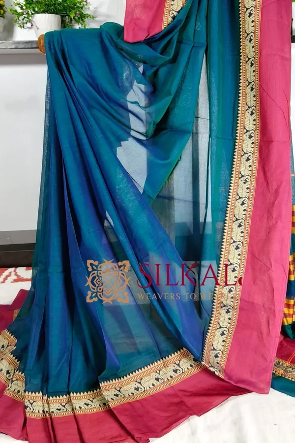 Narayan_Peth_Plain_Cotton_Saree_With_Patti_Pallu_Saree_Code-_SKL3111