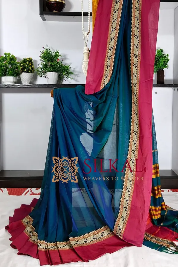 Narayan_Peth_Plain_Cotton_Saree_With_Patti_Pallu_Saree_Code-_SKL3111