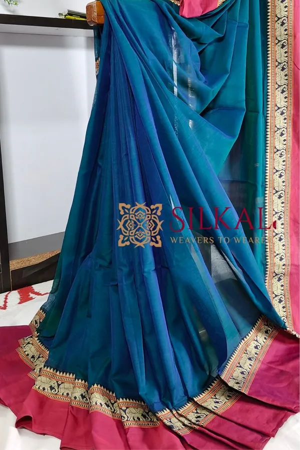 Narayan_Peth_Plain_Cotton_Saree_With_Patti_Pallu_Saree_Code-_SKL3111