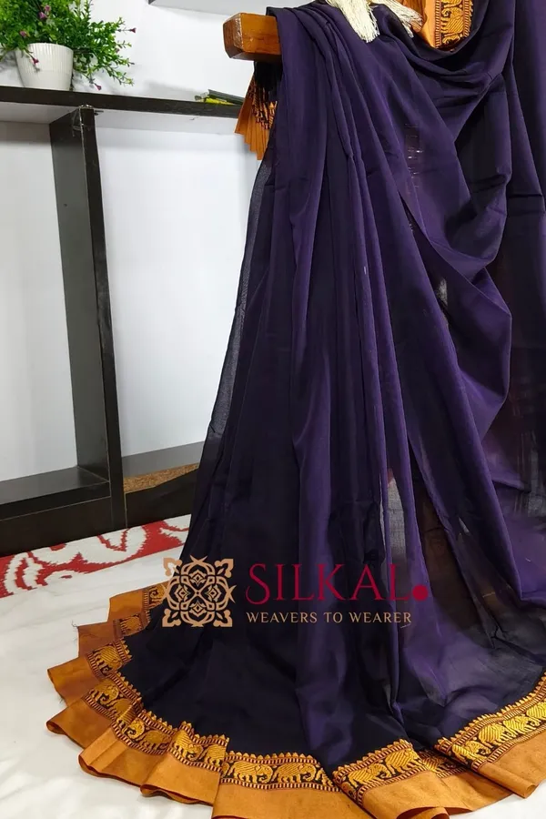 Narayan_Peth_Plain_Cotton_Saree_With_Patti_Pallu_Saree_Code-_SKL3117