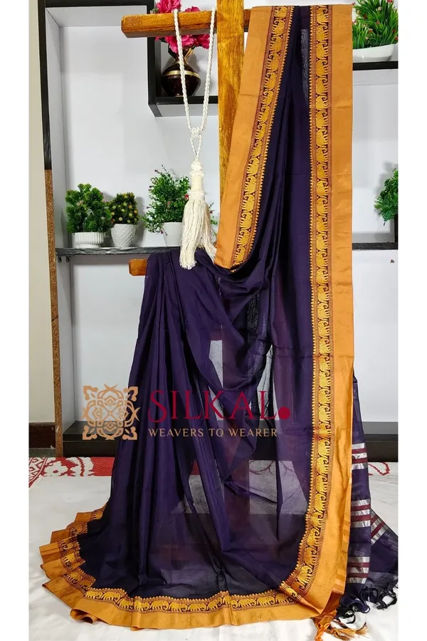 Narayan_Peth_Plain_Cotton_Saree_With_Patti_Pallu_Saree_Code-_SKL3117