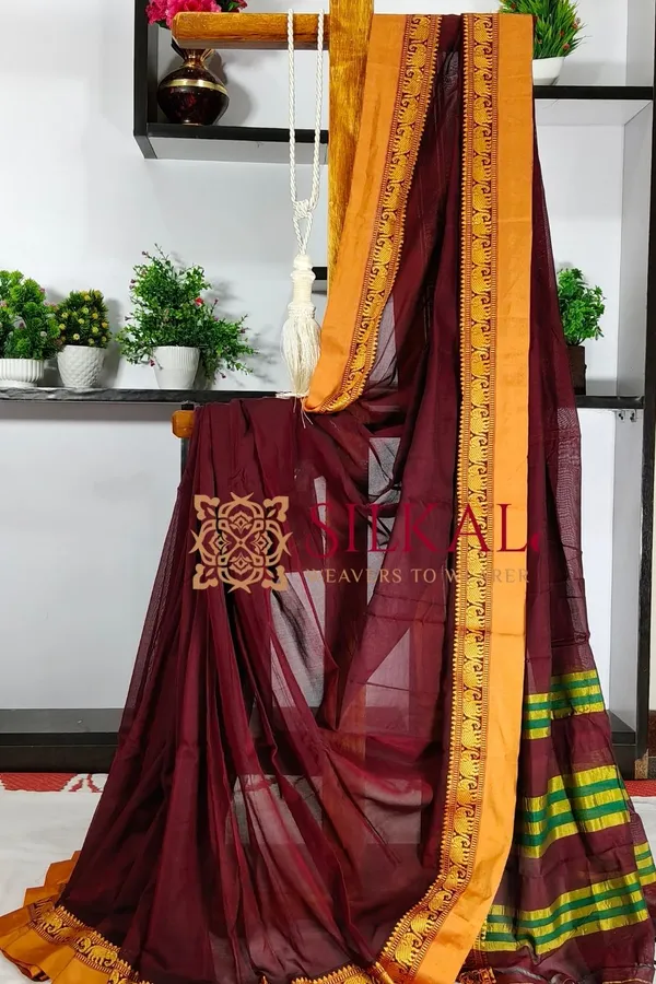 Narayan_Peth_Plain_Cotton_Saree_With_Patti_Pallu_Saree_Code-_SKL3118