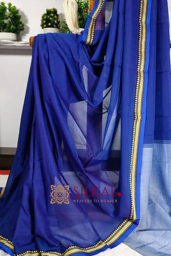 Narayan_Peth_Plain_Cotton_Saree_With_Patti_Pallu_Saree_Code-_SKL3122