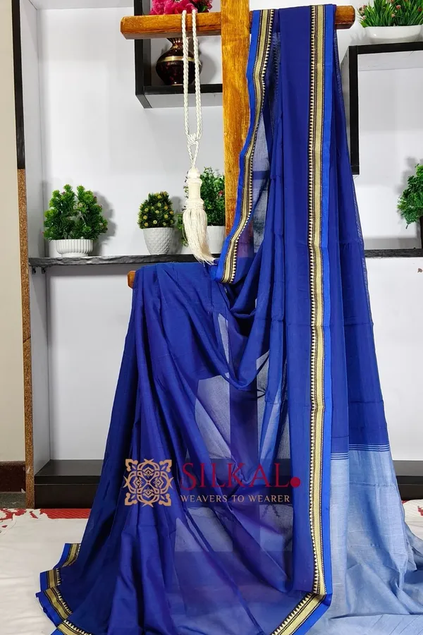 Narayan_Peth_Plain_Cotton_Saree_With_Patti_Pallu_Saree_Code-_SKL3122