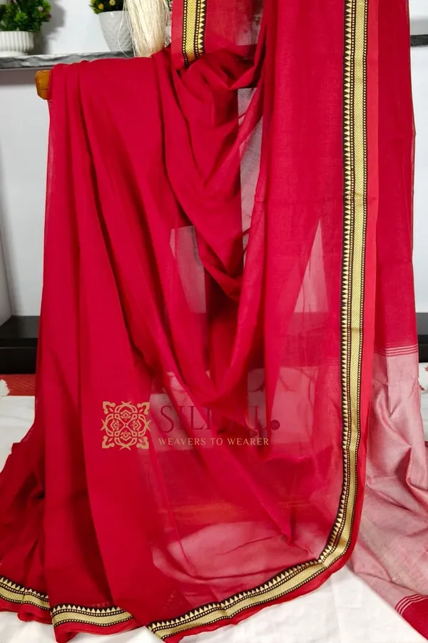 Narayan_Peth_Plain_Cotton_Saree_With_Patti_Pallu_Saree_Code-_SKL3125