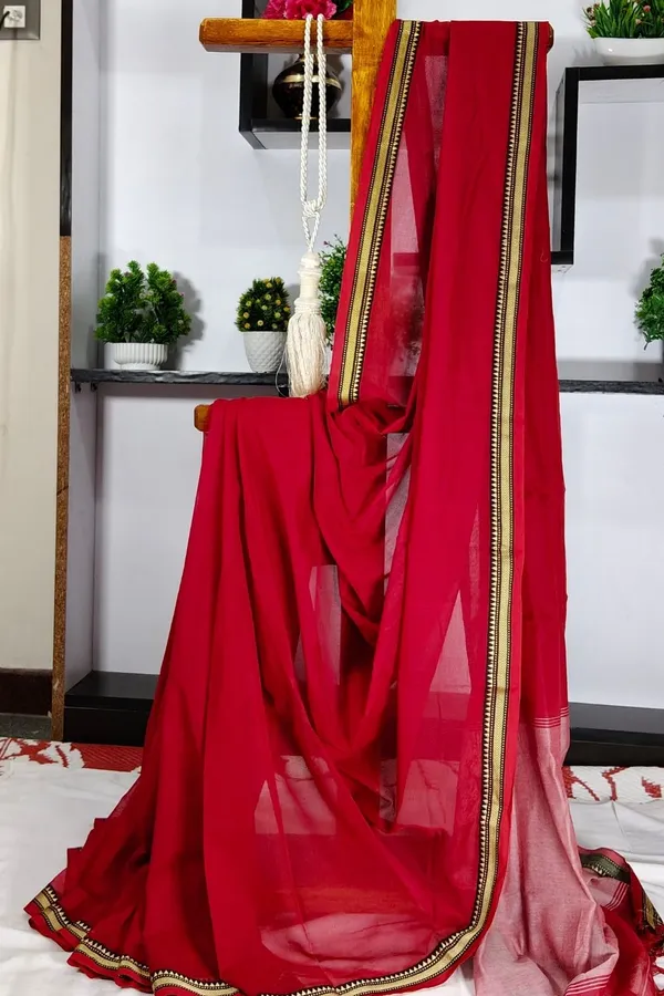 Narayan_Peth_Plain_Cotton_Saree_With_Patti_Pallu_Saree_Code-_SKL3125