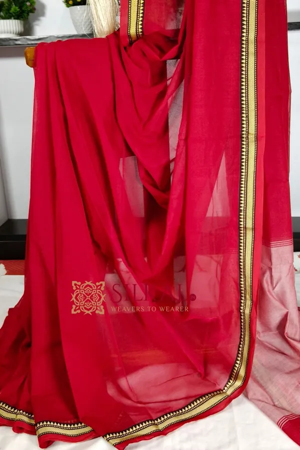Narayan_Peth_Plain_Cotton_Saree_With_Patti_Pallu_Saree_Code-_SKL3125