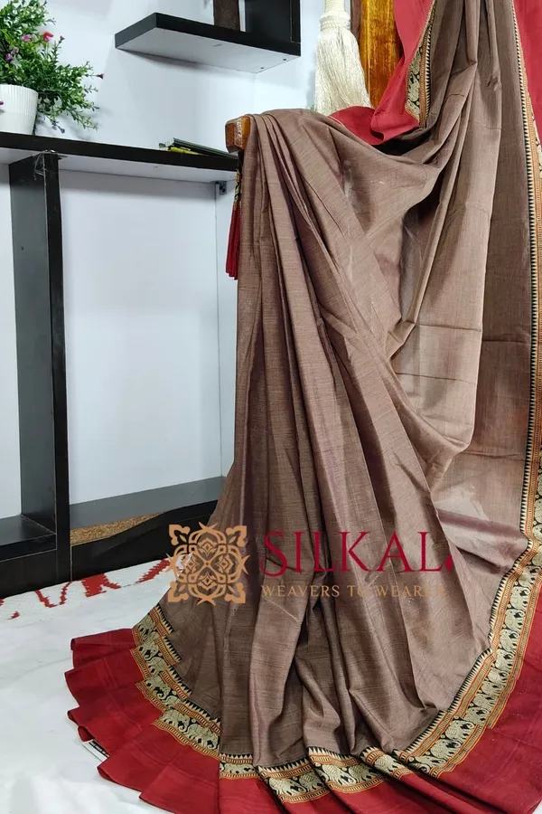 Narayan_Peth_Plain_Cotton_Saree_With_Patti_Pallu_Saree_Code-_SKL3126