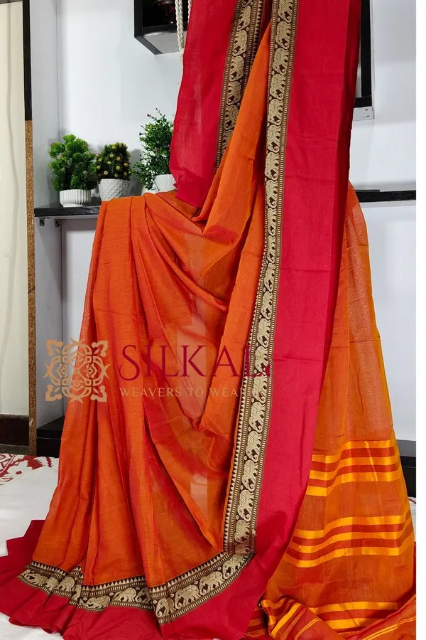 Narayan_Peth_Plain_Cotton_Saree_With_Patti_Pallu_Saree_Code-_SKL3128