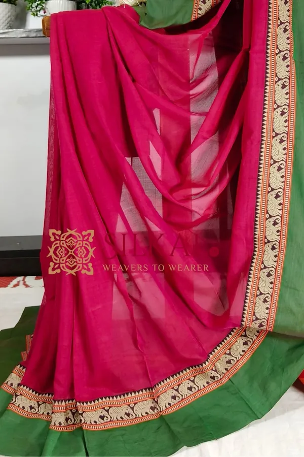 Narayan_Peth_Plain_Cotton_Saree_With_Patti_Pallu_Saree_Code-_SKL3129