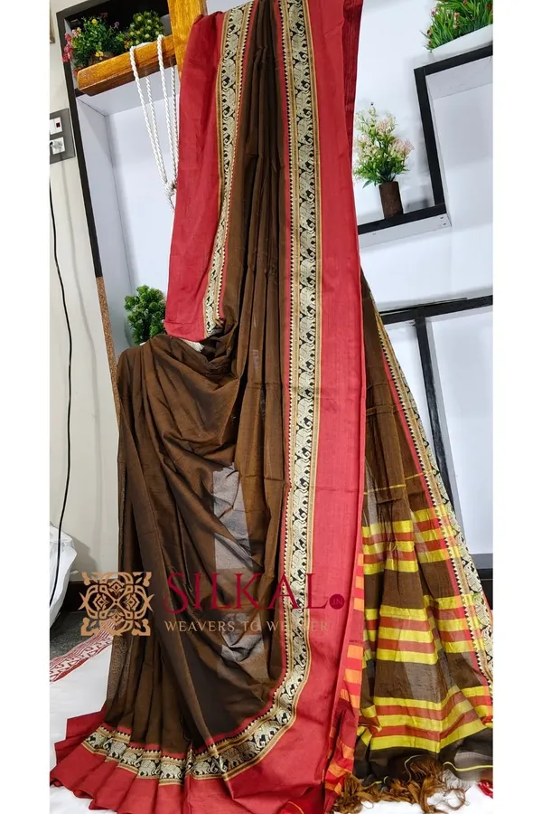 Narayan_Peth_Plain_Cotton_Saree_With_Patti_Pallu_Saree_Code-_SKL3134