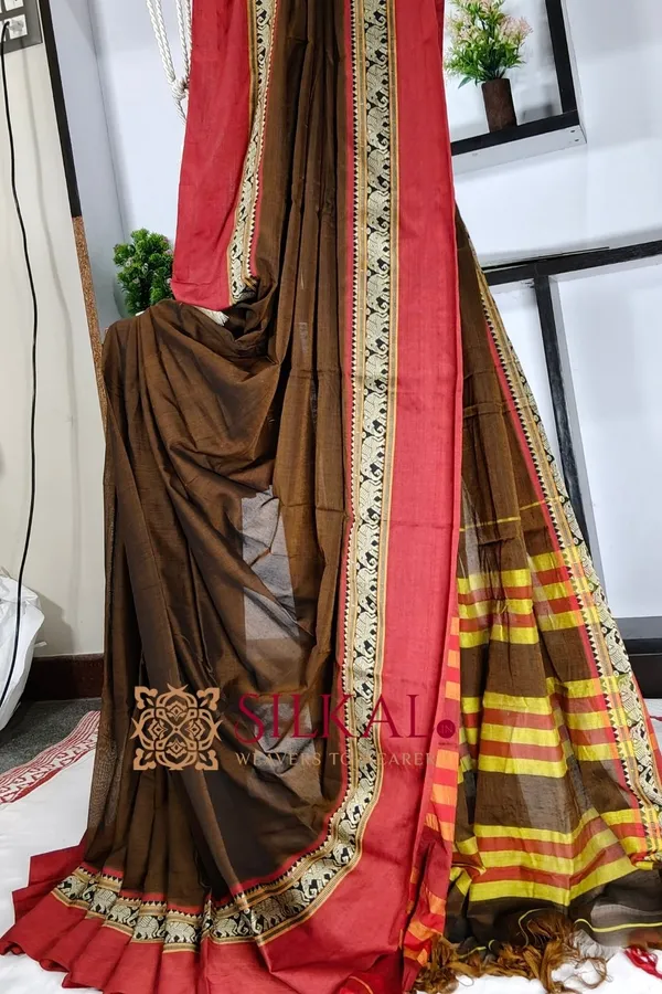 Narayan_Peth_Plain_Cotton_Saree_With_Patti_Pallu_Saree_Code-_SKL3134