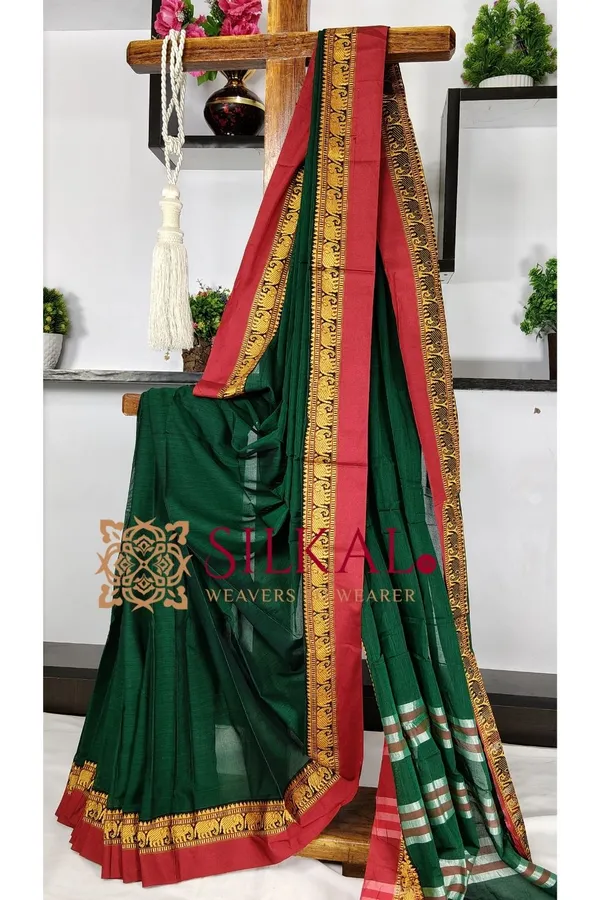 Narayan_Peth_Plain_Cotton_Saree_With_Patti_Pallu_Saree_Code-_SKL3135