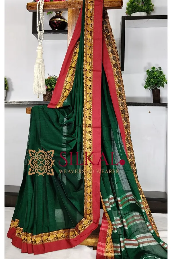 Narayan_Peth_Plain_Cotton_Saree_With_Patti_Pallu_Saree_Code-_SKL3135