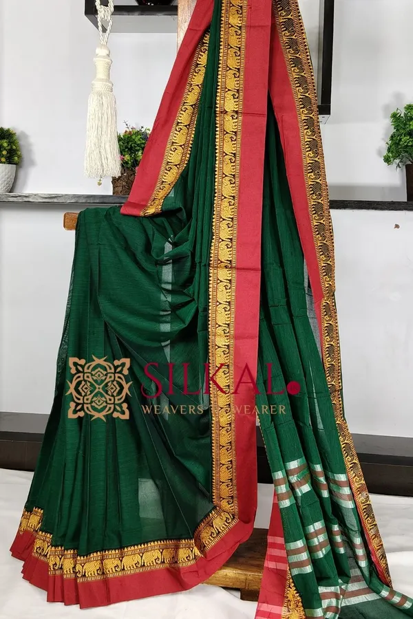 Narayan_Peth_Plain_Cotton_Saree_With_Patti_Pallu_Saree_Code-_SKL3135