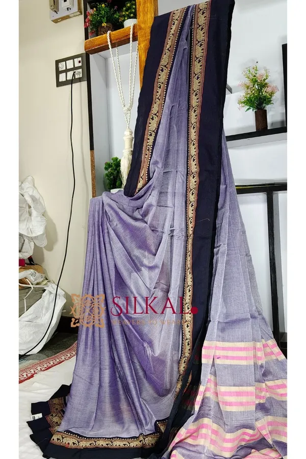 Narayan_Peth_Plain_Cotton_Saree_With_Patti_Pallu_Saree_Code-_SKL3138