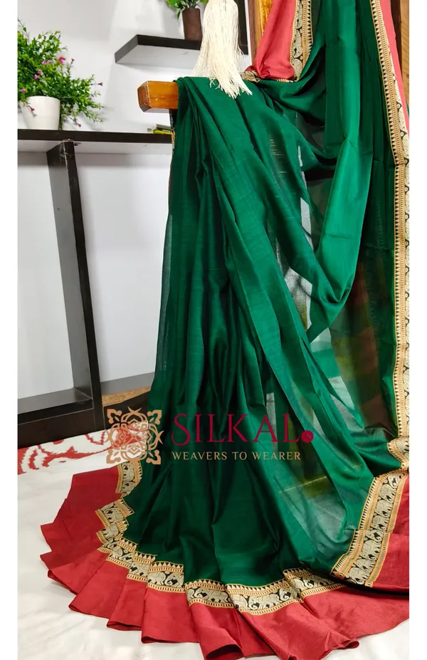 Narayan_Peth_Plain_Cotton_Saree_With_Patti_Pallu_Saree_Code-_SKL3139