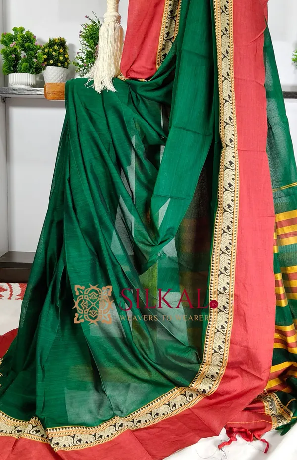 Narayan_Peth_Plain_Cotton_Saree_With_Patti_Pallu_Saree_Code-_SKL3139