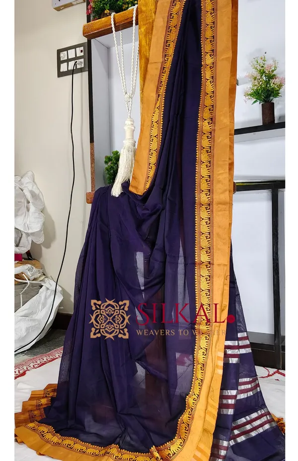 Narayan_Peth_Plain_Cotton_Saree_With_Patti_Pallu_Saree_Code-_SKL3141