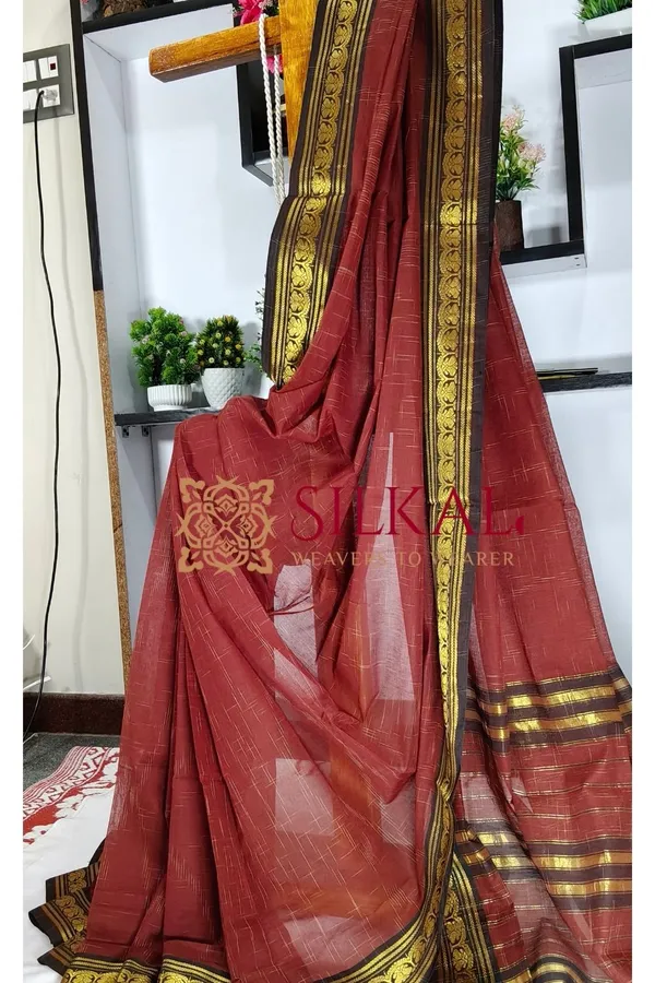 Narayan_Peth_Plain_Cotton_Saree_With_Patti_Pallu_Saree_Code-_SKL3142