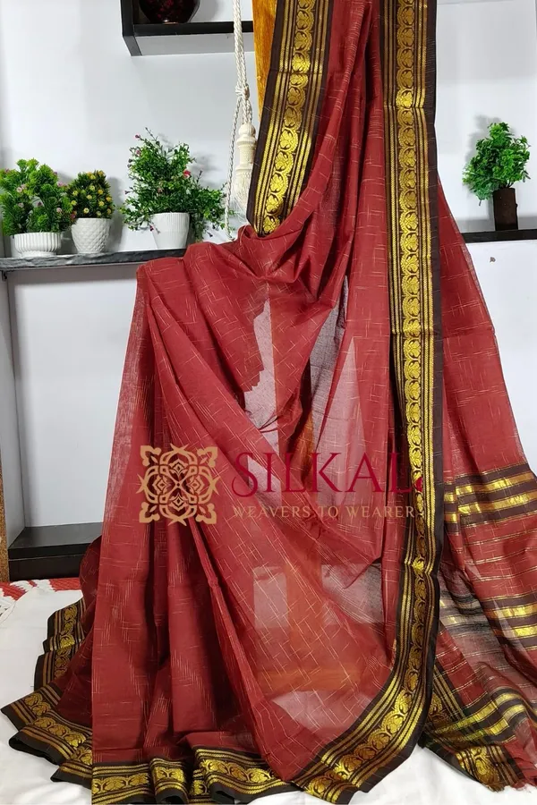 Narayan_Peth_Plain_Cotton_Saree_With_Patti_Pallu_Saree_Code-_SKL3142