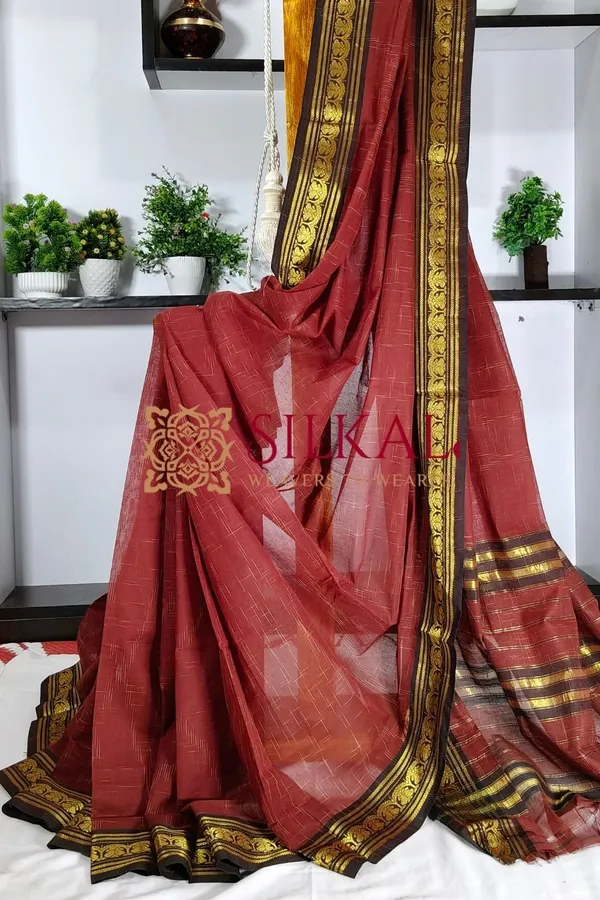 Narayan_Peth_Plain_Cotton_Saree_With_Patti_Pallu_Saree_Code-_SKL3142