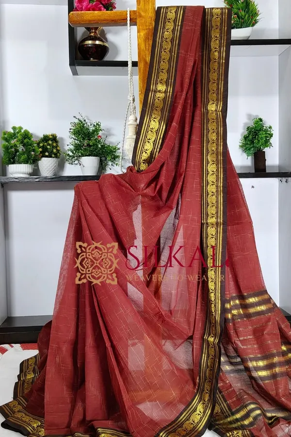 Narayan_Peth_Plain_Cotton_Saree_With_Patti_Pallu_Saree_Code-_SKL3142