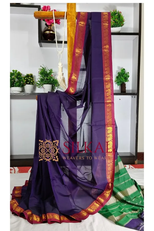 Narayan_Peth_Plain_Cotton_Saree_With_Patti_Pallu_Saree_Code-_SKL3_114