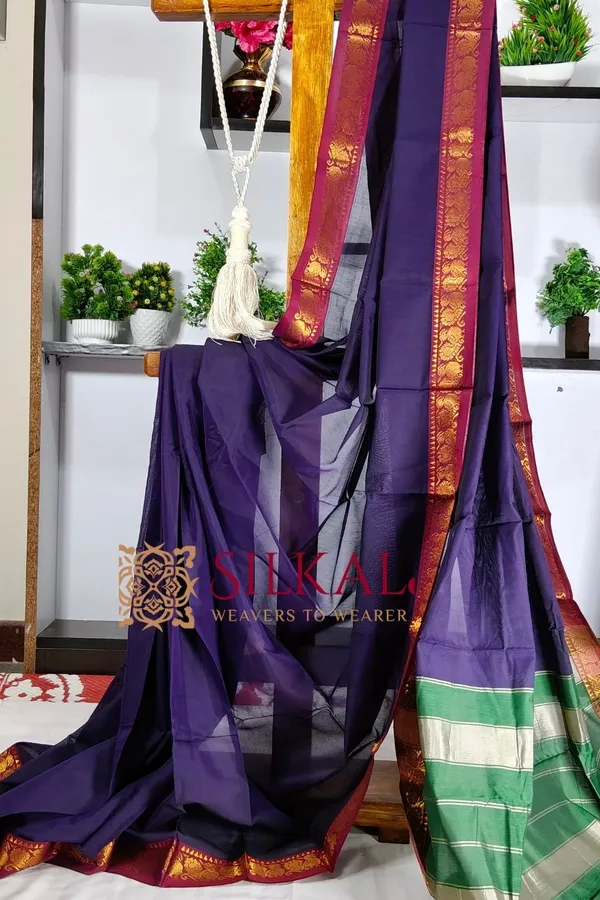 Narayan_Peth_Plain_Cotton_Saree_With_Patti_Pallu_Saree_Code-_SKL3_114