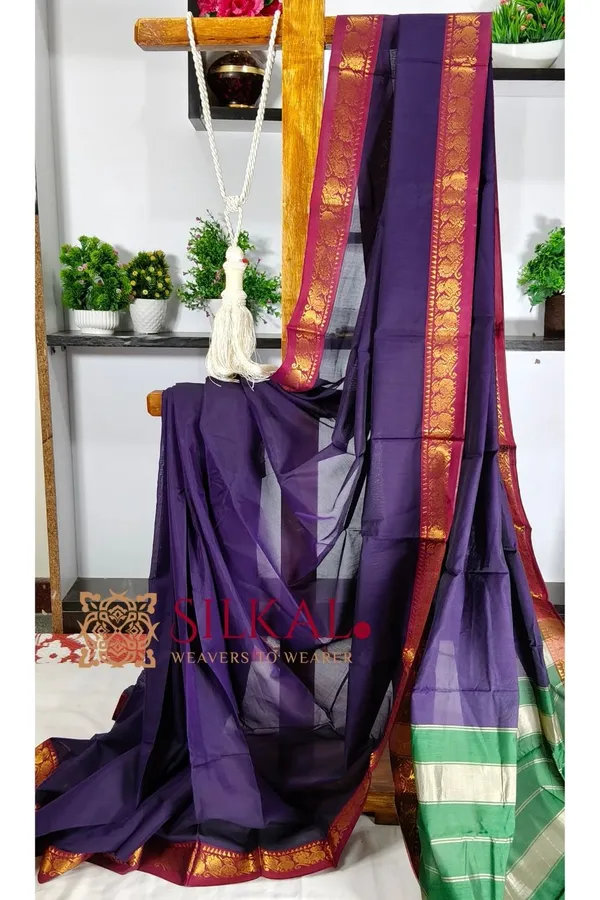 Narayan_Peth_Plain_Cotton_Saree_With_Patti_Pallu_Saree_Code-_SKL3_114