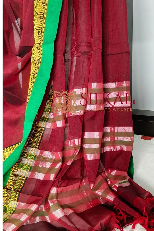 Narayan_Peth_Plain_Cotton_Saree_With_Patti_Pallu_Saree_Code-_SKL3_127