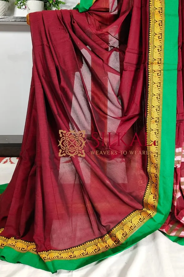 Narayan_Peth_Plain_Cotton_Saree_With_Patti_Pallu_Saree_Code-_SKL3_127