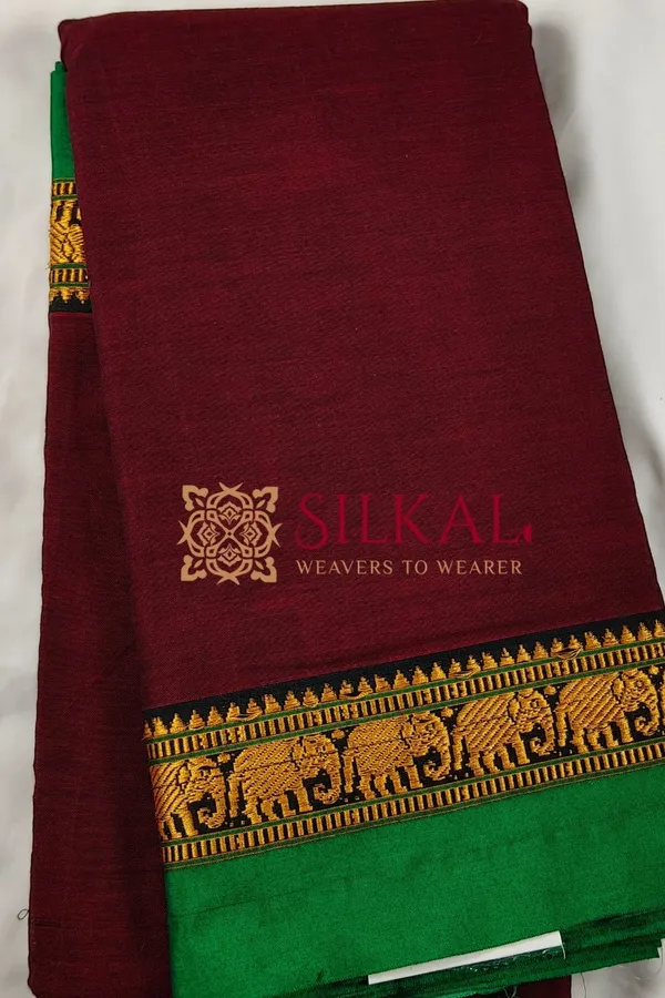 Narayan_Peth_Plain_Cotton_Saree_With_Patti_Pallu_Saree_Code-_SKL3_127