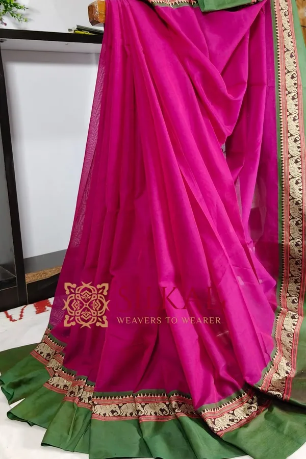 Narayan_Peth_Plain_Cotton_Saree_With_Patti_Pallu_Saree_Code-_SKL3_130